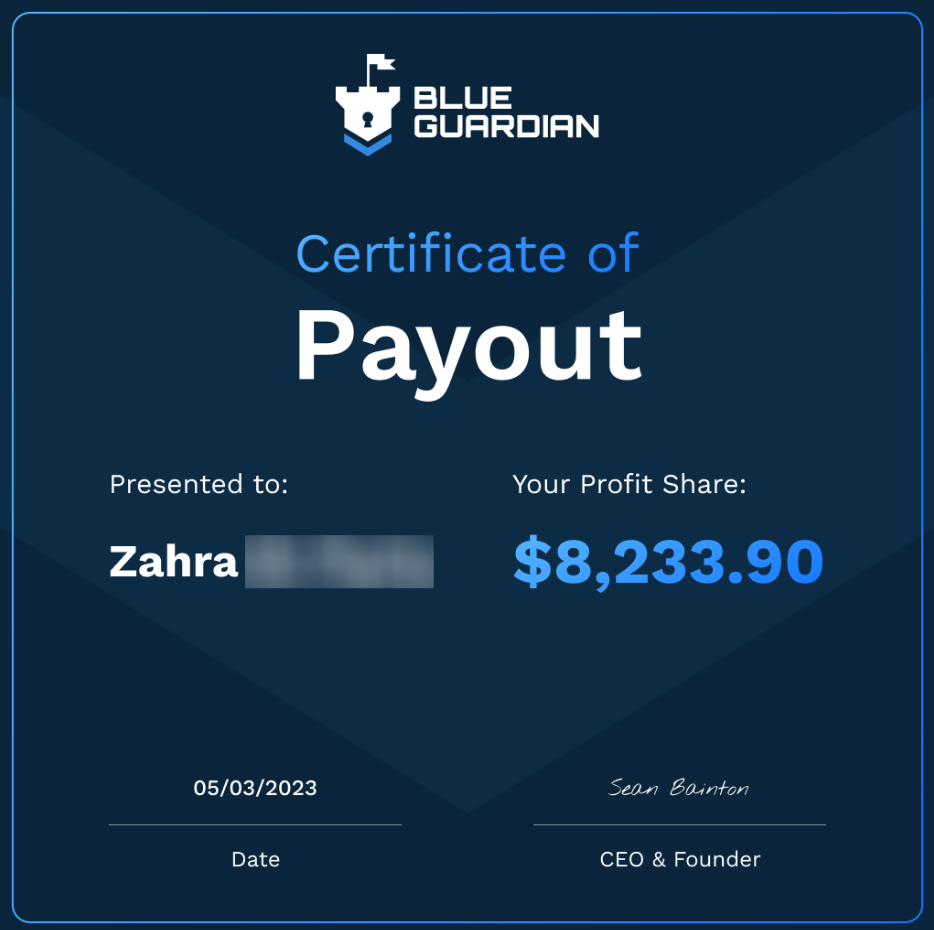 Blue Guardian Payment proof