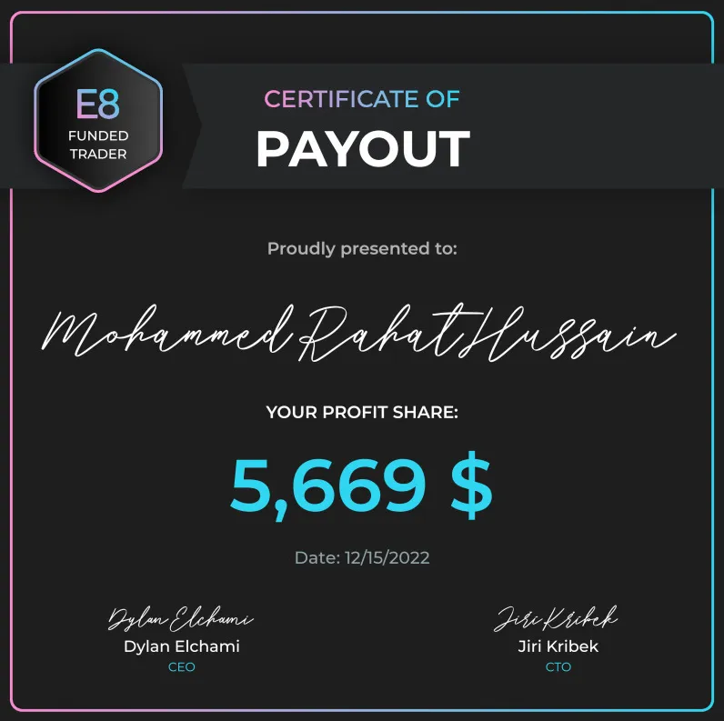 E8 Funding 22 e8 funding payment proof