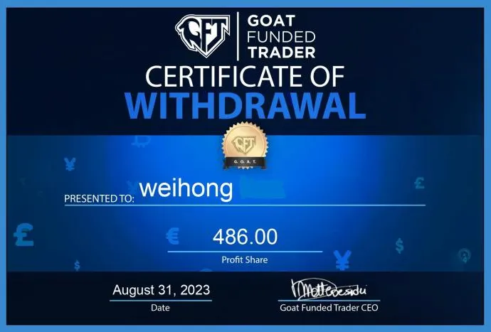 Goat Funded Trader 7 Goat Funded Trader Payment proof
