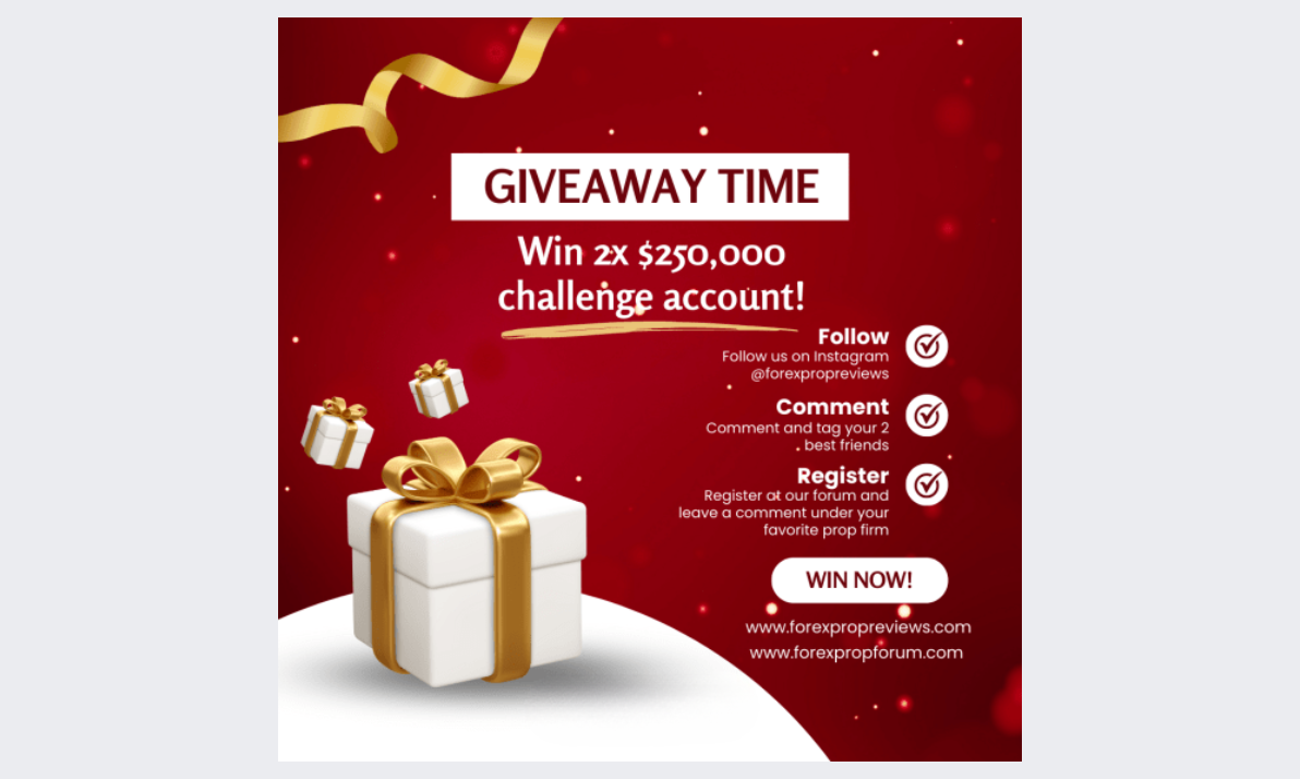 Forex Prop Reviews' Exciting Giveaway - Ending Soon! 1 Forex Prop Reviews Giveaway Ends in Three Days!