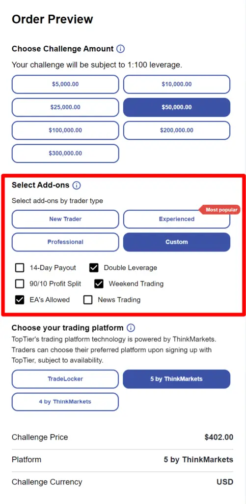 TopTier Trader Introduces Game-Changing Add-Ons Feature 1 Introducing TopTier Trader ADD-ONS