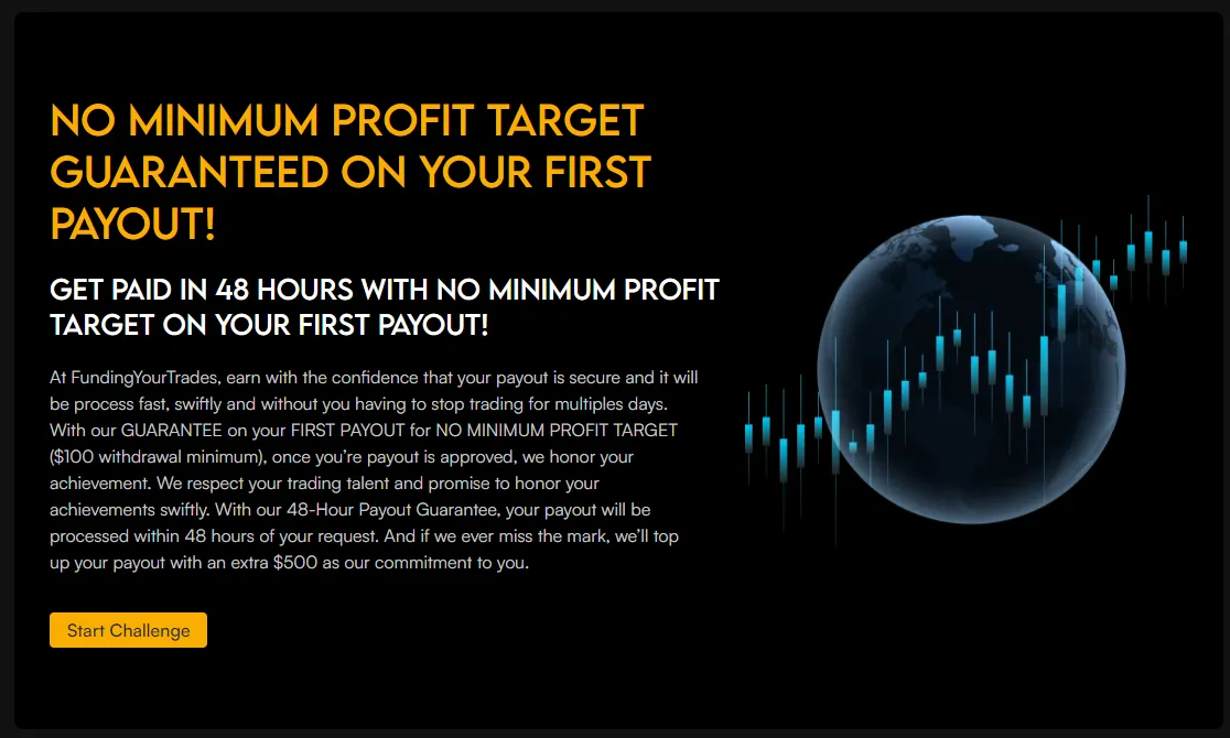 No Minimum Profit Target Guaranteed On Your First Payout!